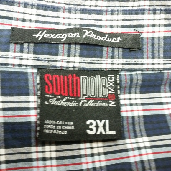 Southpole Shirt  Plaid Blue Button Authentic - Picture 8 of 8